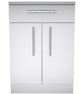Sunstone 24" Double Door Base Cabinet with shelf and reversible top drawer, showcasing its 304 stainless steel structure.